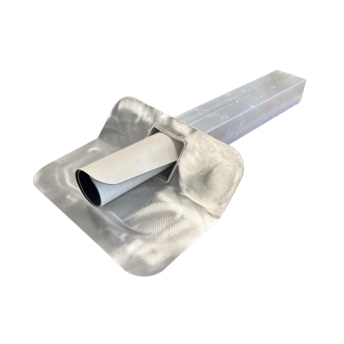 Aluminium kiezelbak met prefab witte EPDM-manchet
